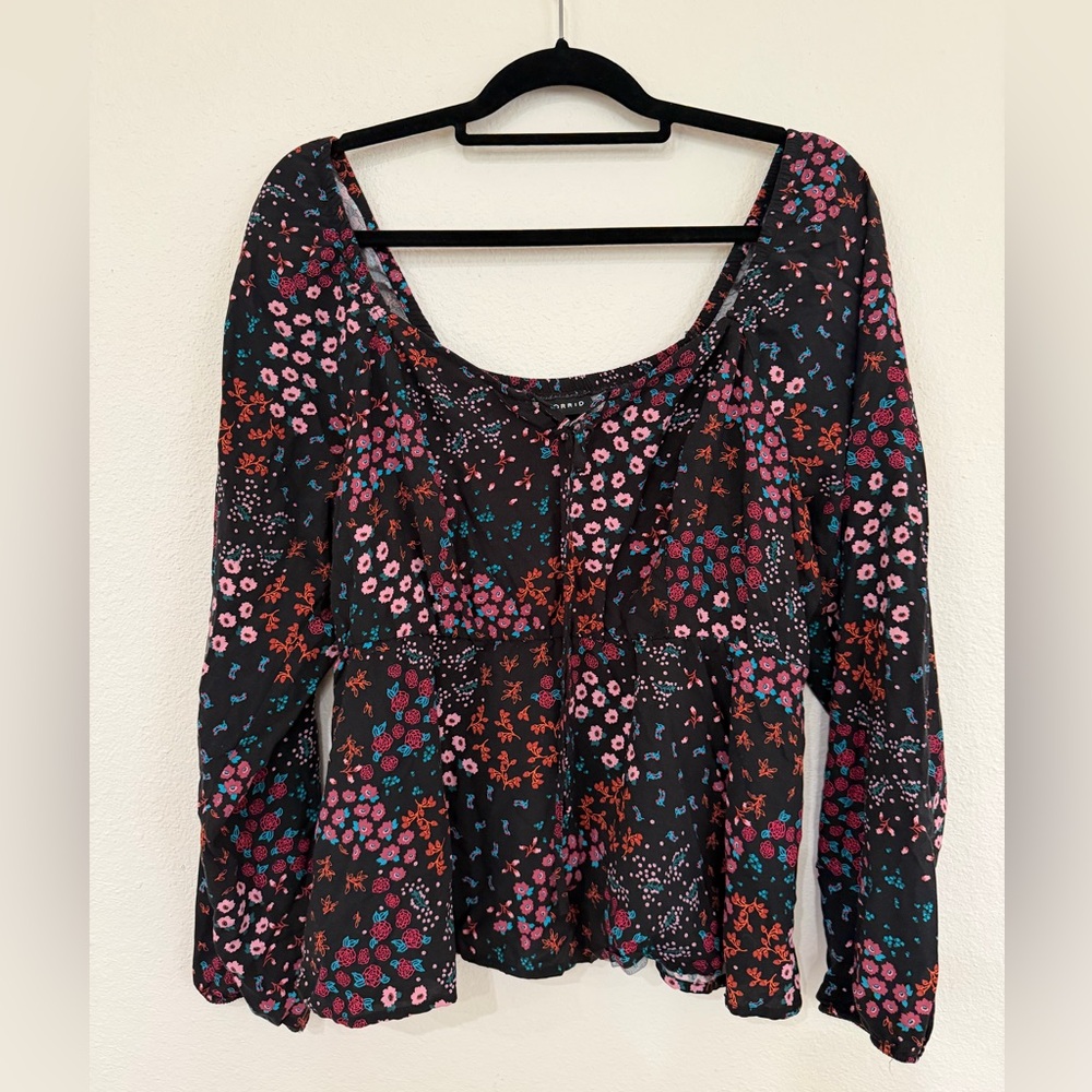 Torrid Floral Blouse - Black, Pink, Red, Blue
